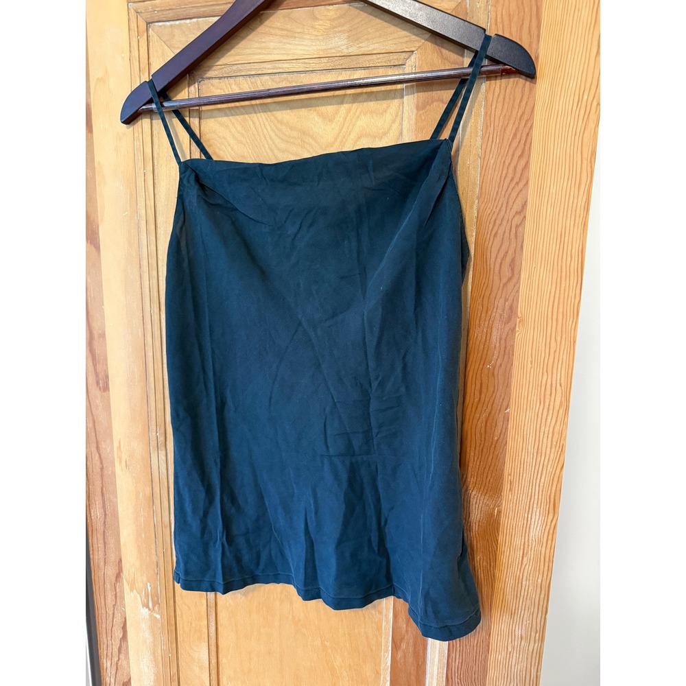 Janice David Black 100% Silk Camisole Top Y2K Minimalist Spaghetti Strap Small